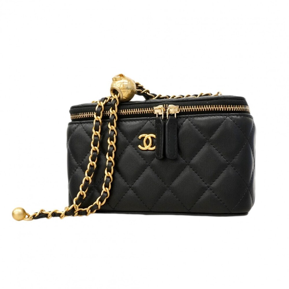 Chanel Vanity Bag Matelasse Lambskin Black Gold Hardware